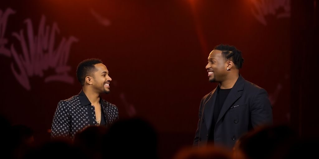 Kai Cenat și Kendrick Lamar pe scenă la premiile BET.